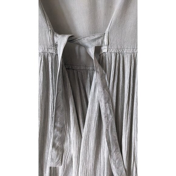 VTG Cool Plus Women Dress Midi Gray Cotton Crepe Short Sleeve Embroidery Size M - Picture 8 of 9